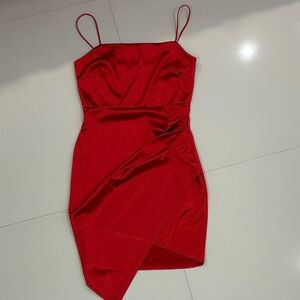 STEPS Elegant Red Spaghetti Strap Dress